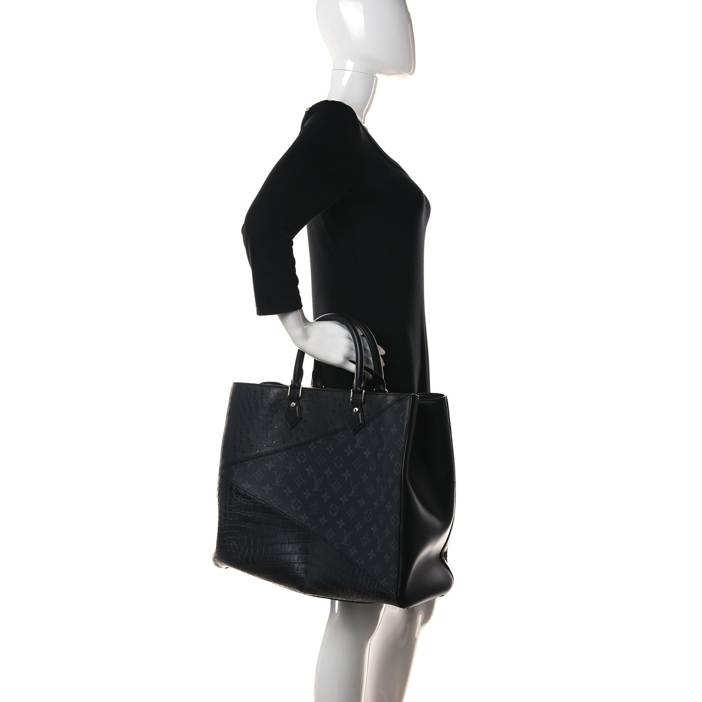 Ostrich Crocodile Monogram Eclipse Grand Sac