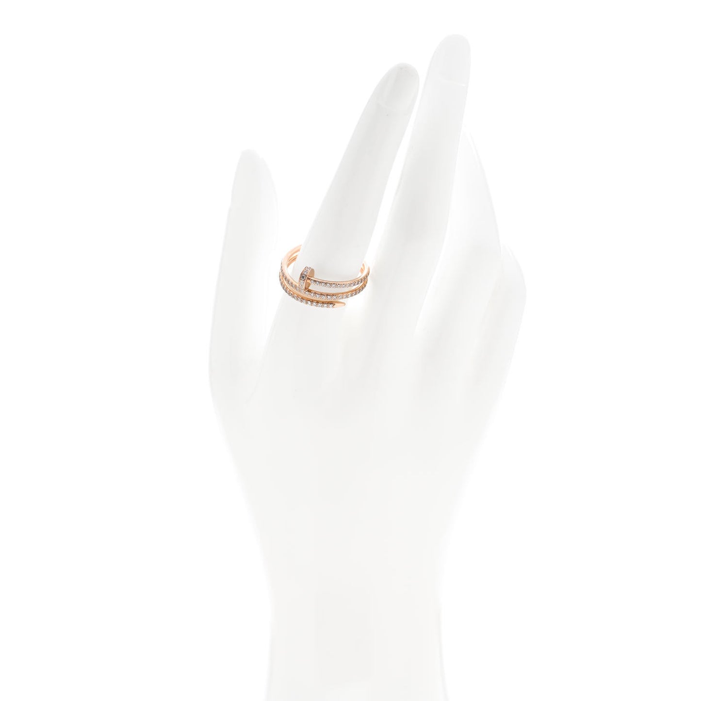 18K Pink Gold Diamond Double Juste Un Clou Paved Ring 60 9