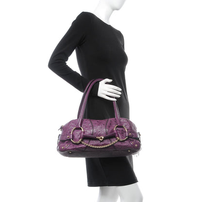 Gucci Ostrich Horsebit Chain Satchel Grape Royal 2 of 10