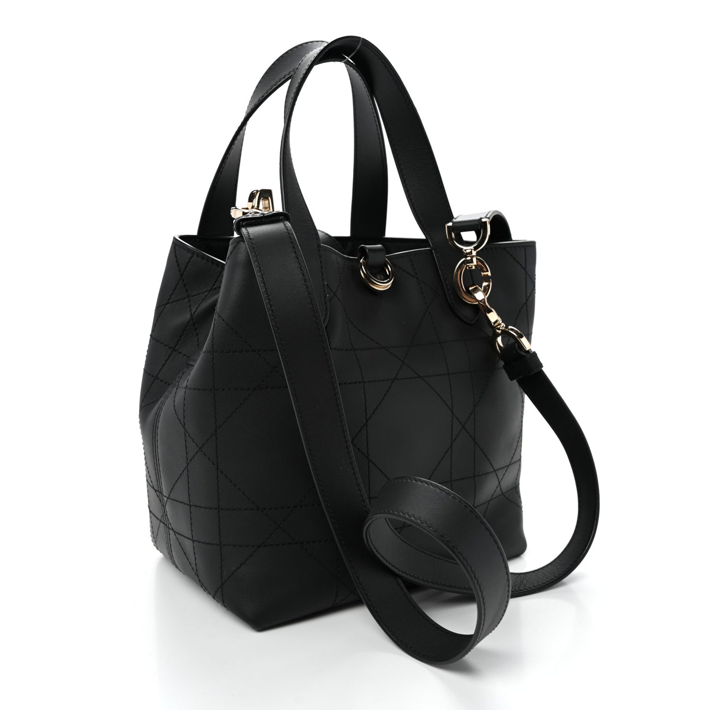 Smooth Calfskin Vintage Flat Macrocannage Small Toujours Vertical Tote Black