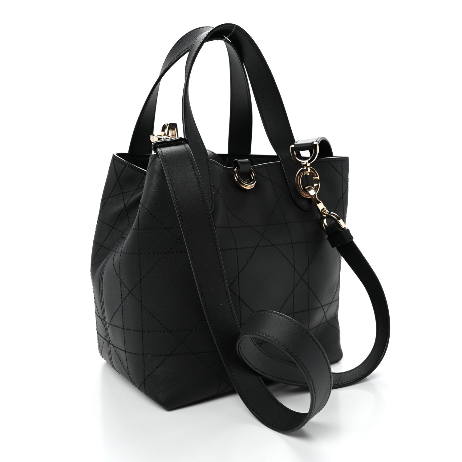Christian Dior Smooth Calfskin Vintage Flat Macrocannage Small Toujours Vertical Tote Black 3 of 9