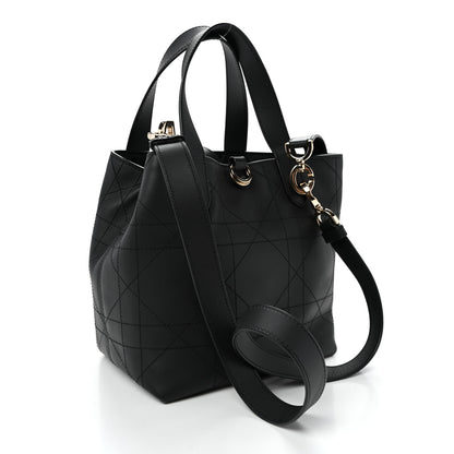Christian Dior Smooth Calfskin Vintage Flat Macrocannage Small Toujours Vertical Tote Black 3 of 9