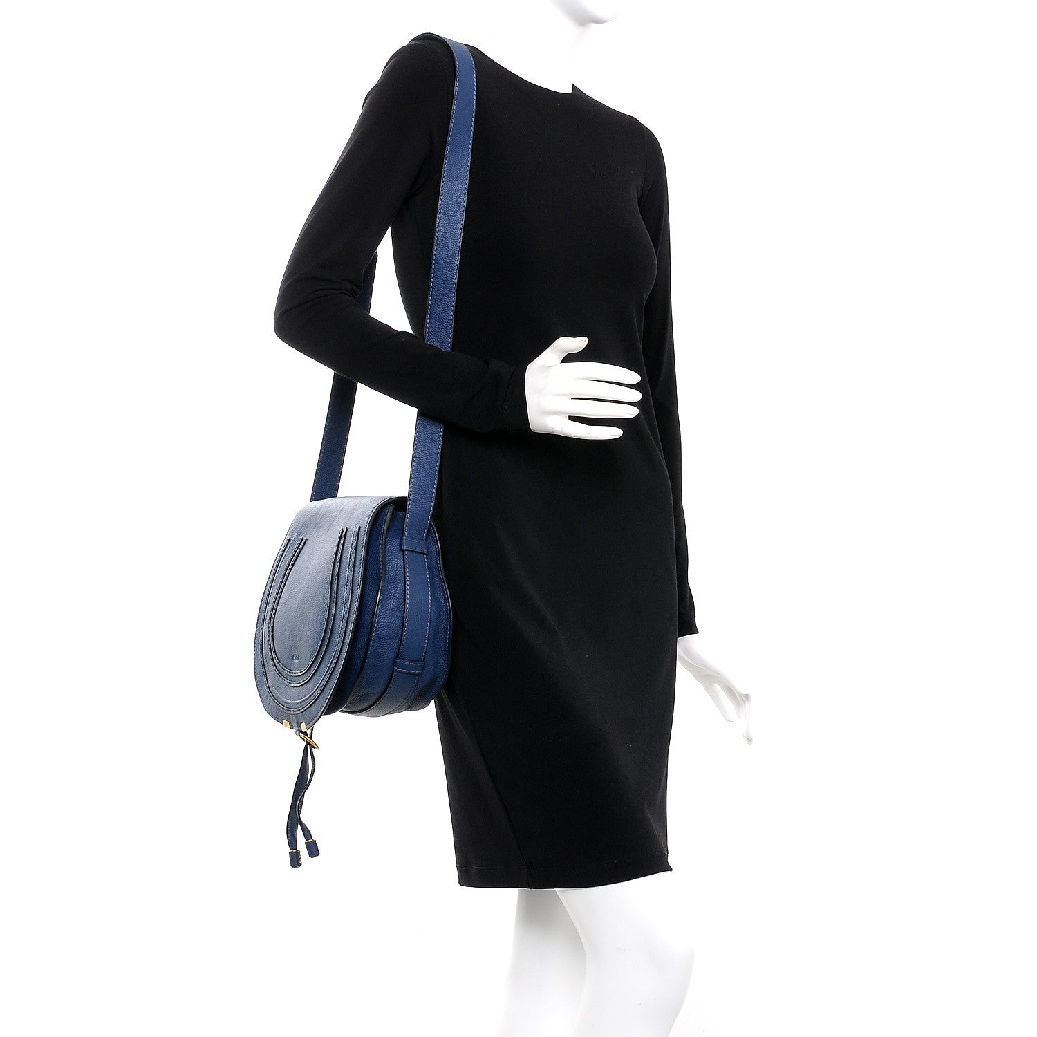 Chloe Calfskin Medium Marcie Round Crossbody Bag Royal Navy 2 of 8