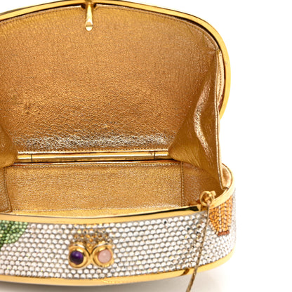 Judith Leiber JUDITH LEIBER Crystal Flower Minaudiere Clutch Gold 7 of 8