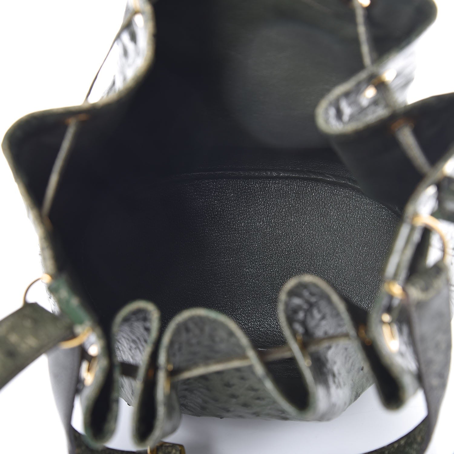 Hermes Ostrich Market Drawstring Bag 28 Vert Olive 5 of 15