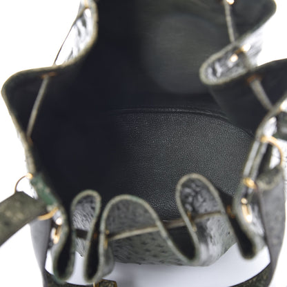 Hermes Ostrich Market Drawstring Bag 28 Vert Olive 5 of 15
