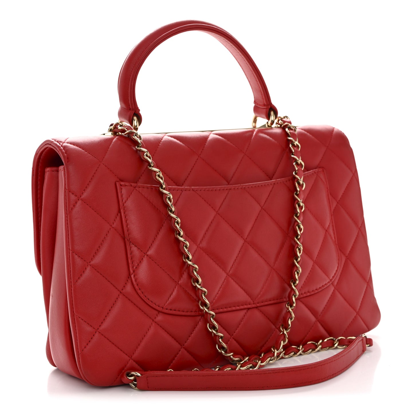 Lambskin Quilted Medium Trendy CC Flap Dual Handle Bag Red