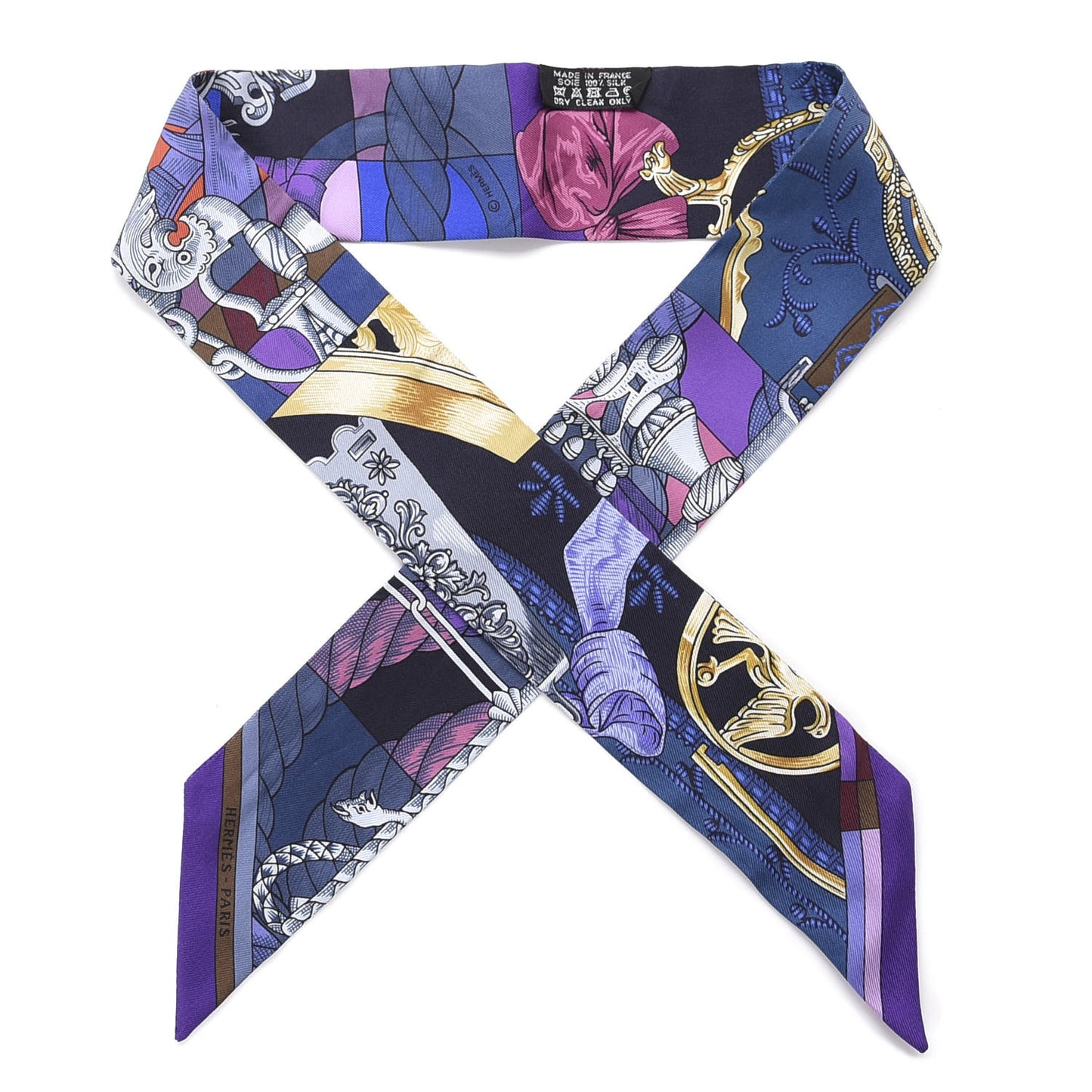 Silk Cavalleria D'Etriers Twilly Violet Bleu Rose