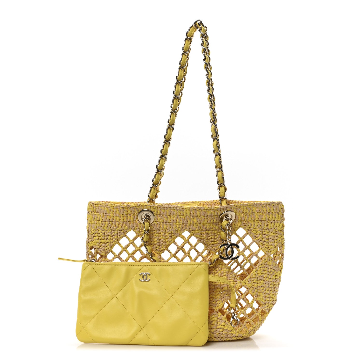 Chanel Straw Raffia Tote Beige Yellow 3 of 12
