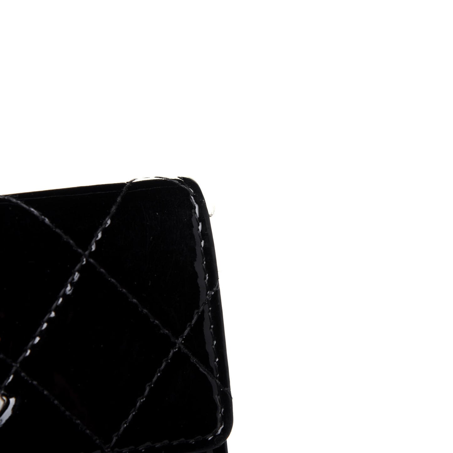Patent Quilted Brilliant French Flap Wallet Black
