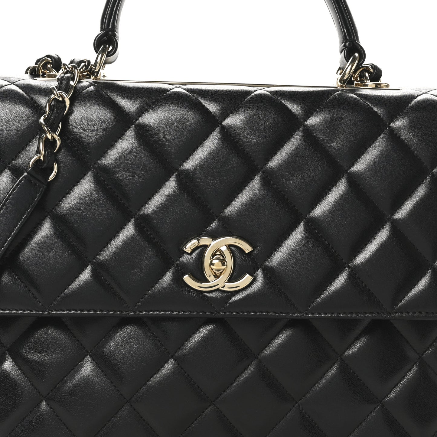 Lambskin Quilted Large Trendy CC Dual Handle Flap Bag Black
