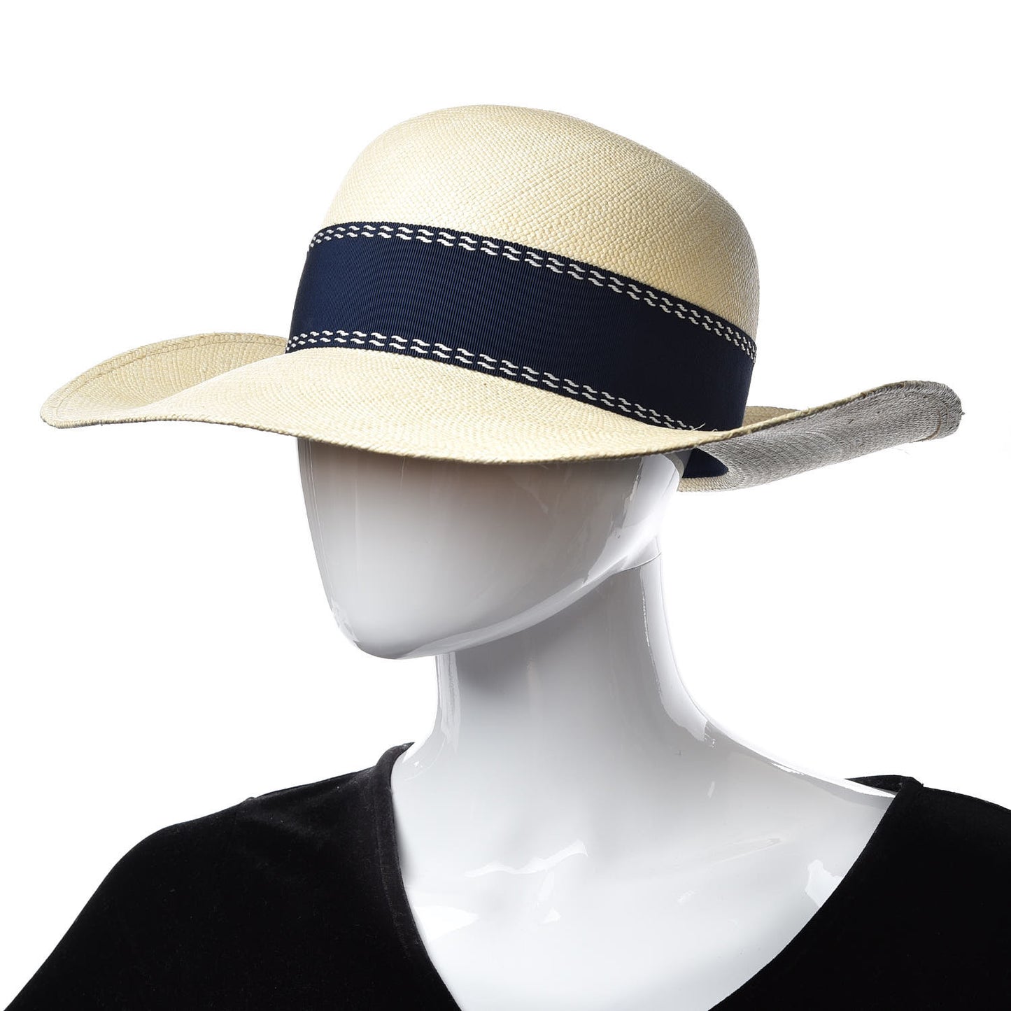 Straw Marin Grosgrain Stitched Trinidad Hat 57 Naturel Marine