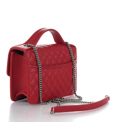 Chanel Goatskin Quilted Small CC University Top Handle Flap Red 3 of 9