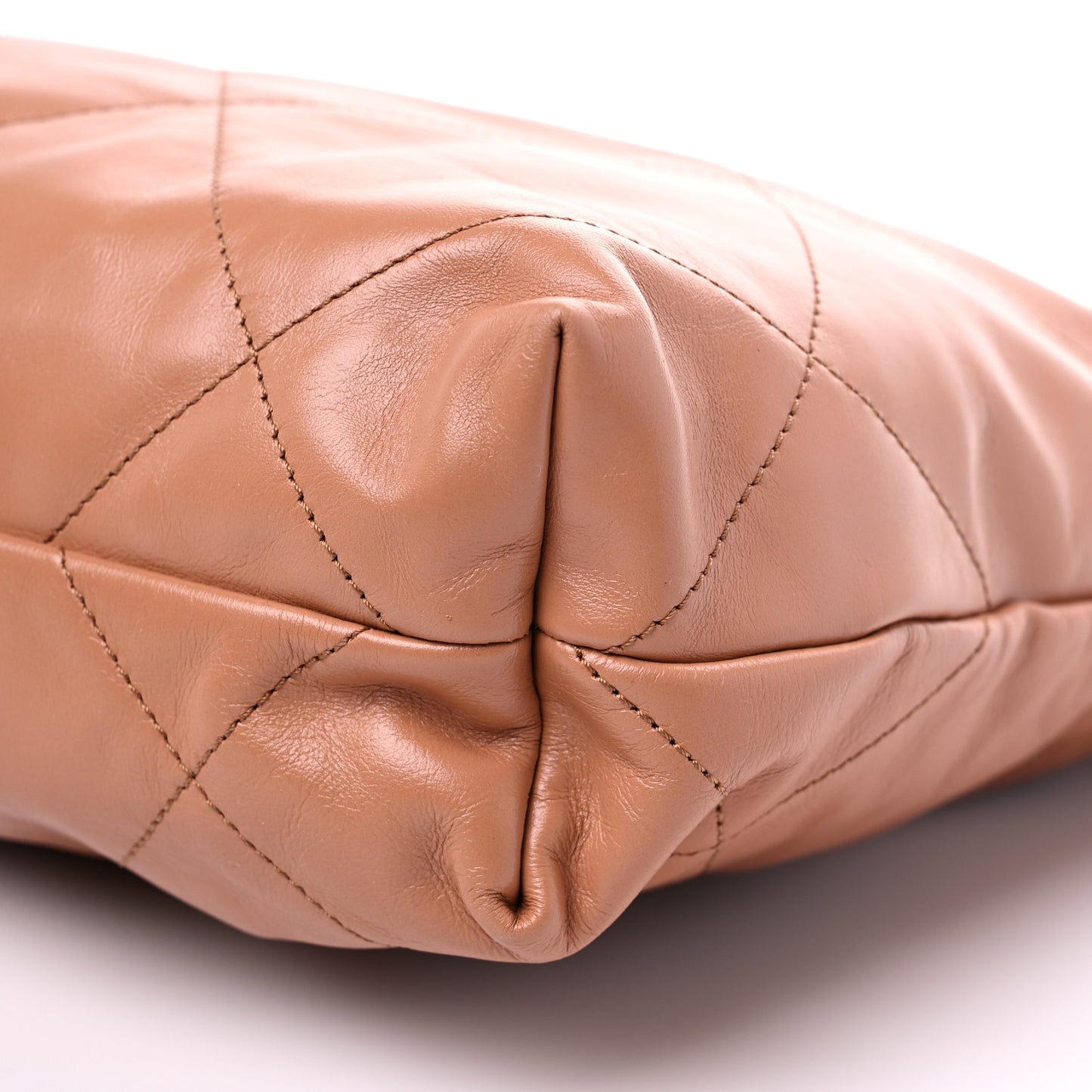 Shiny Calfskin Quilted Small Chanel 22 Camel