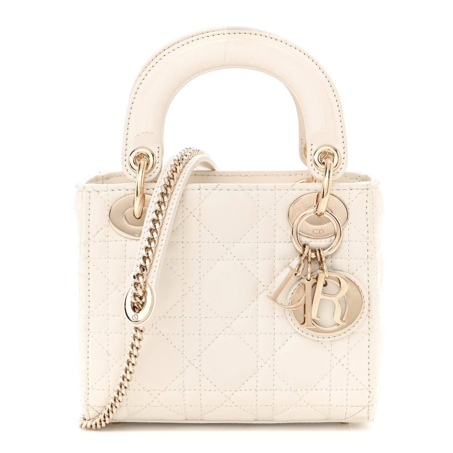 Lambskin Cannage Mini Lady Dior Latte