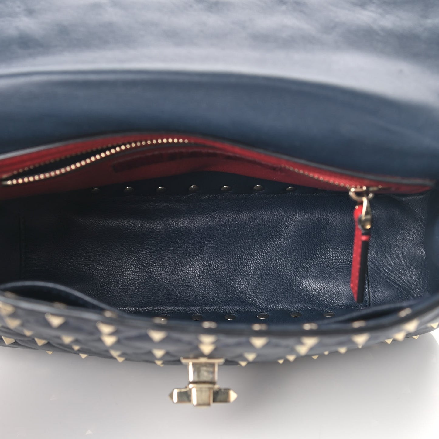 Nappa Medium Rockstud Spike Shoulder Bag Marine