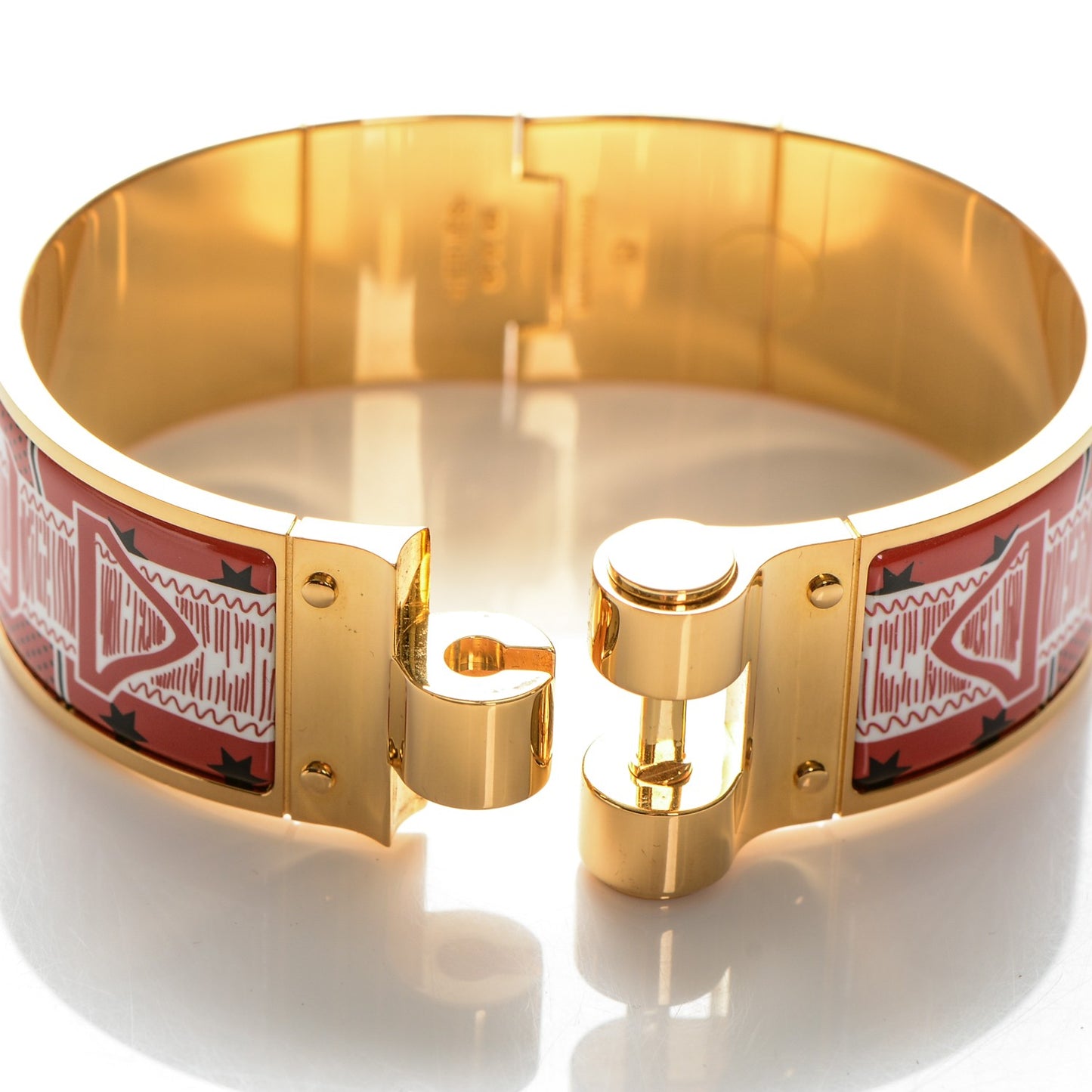 Enamel Printed Wide Eperon d'Or Bandana Hinged Bracelet M