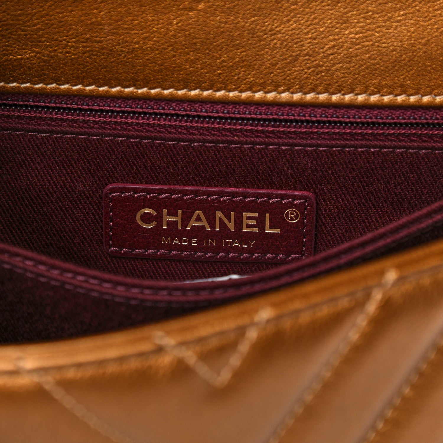 Chanel Metallic Calfskin Chevron Quilted Mini Coco Handle Flap Gold 5 of 12