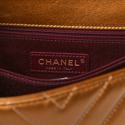 Chanel Metallic Calfskin Chevron Quilted Mini Coco Handle Flap Gold 5 of 12