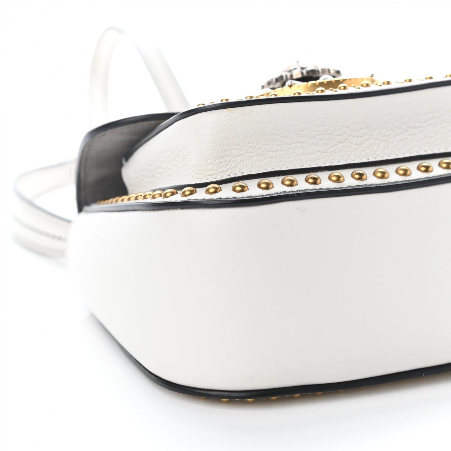 Madras Soft Calfskin Crystal Embellished Dahlia Shoulder Bag White