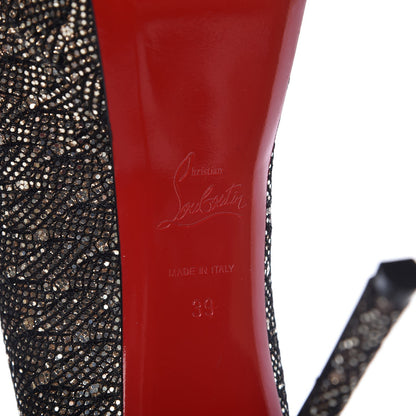Christian Louboutin Glitter Palace SP Oxyde Fetish Peep 130 Pumps 39 Platine Silver 6 of 8
