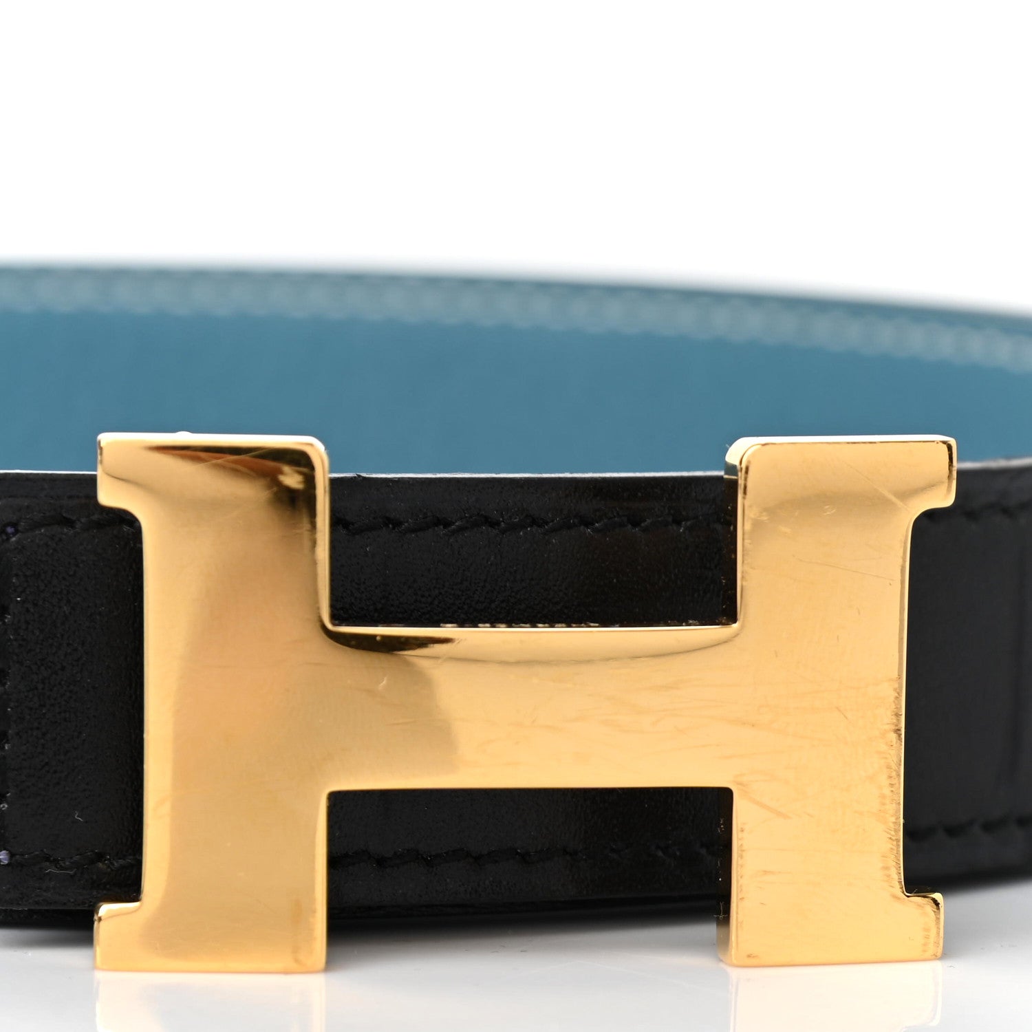 Hermes Box Togo 32mm Constance H Belt Black Blue Jean 5 of 5
