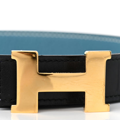 Hermes Box Togo 32mm Constance H Belt Black Blue Jean 5 of 5
