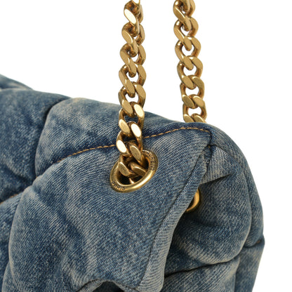 Saint Laurent Denim Quilted Medium Loulou Puffer Monogram Chain Satchel Blue Cinnamon 15 of 18