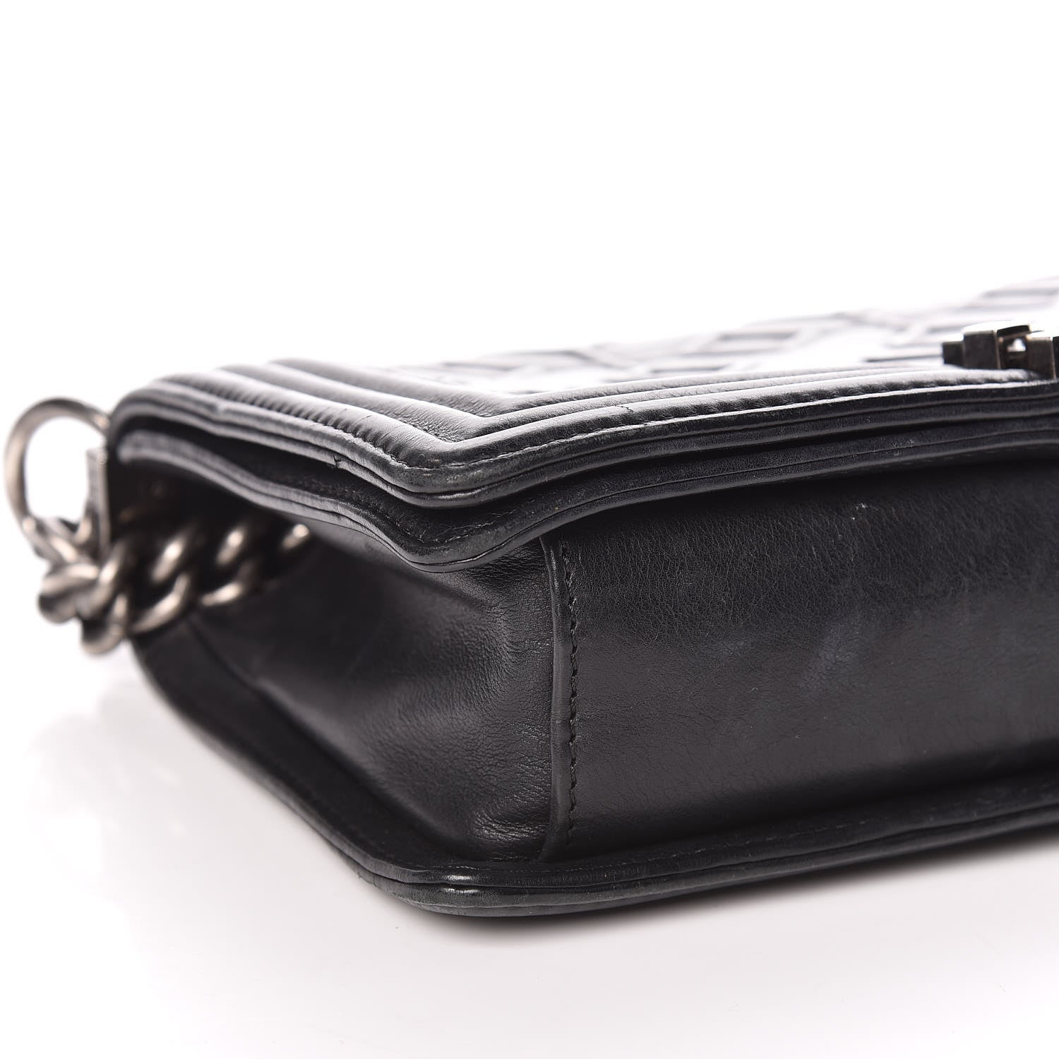 Chanel Calfskin Crystal Embossed Medium Boy Flap Black 8 of 15