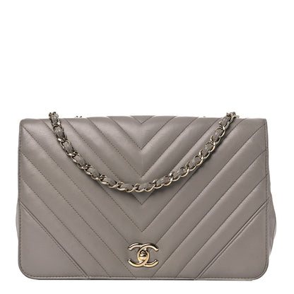 Chanel Calfskin Chevron Quilted Large Statement Flap Grey 1 of 21