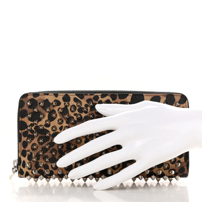 Christian Louboutin Calfskin Panettone Spiked Zip Around Wallet Leopard 2 of 9
