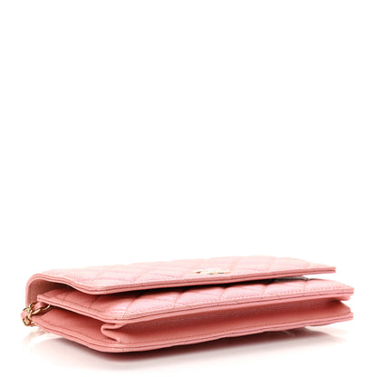 Chanel Iridescent Caviar Quilted Wallet on Chain WOC Rose Pink 4 of 12