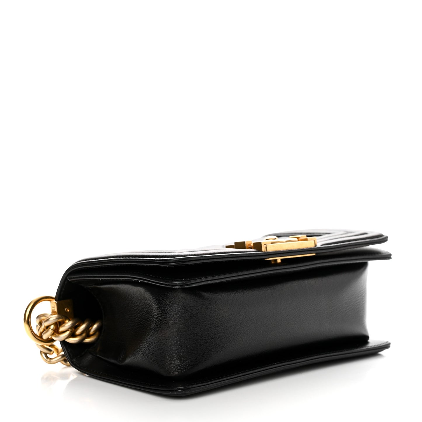 Calfskin Quilted Small Boy Flap Black