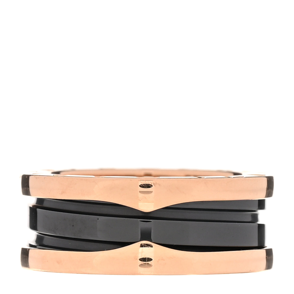 18K Rose Gold Black Ceramic B.Zero1 Two-Band Ring 52 6