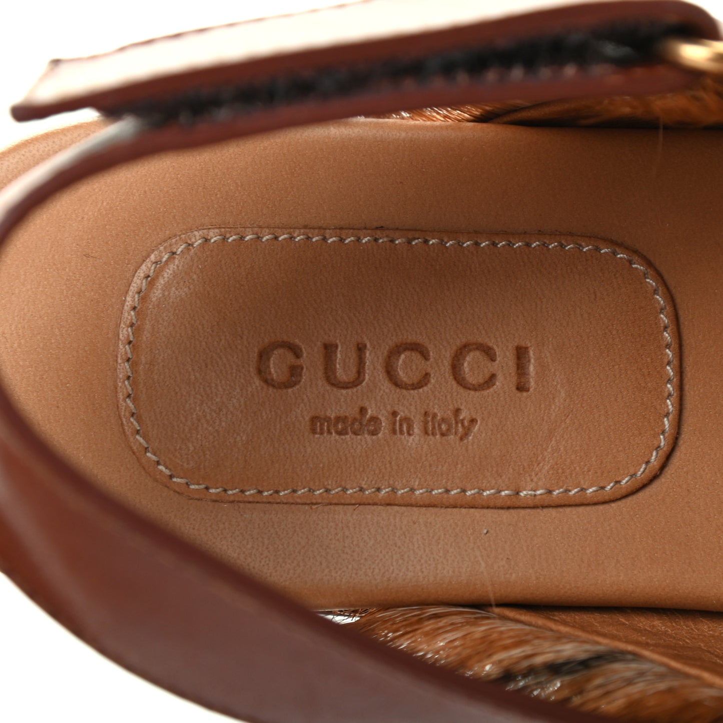 Goat Hair Calfskin Horsebit Amstel Slingback Clogs 37 Naturale Mattone