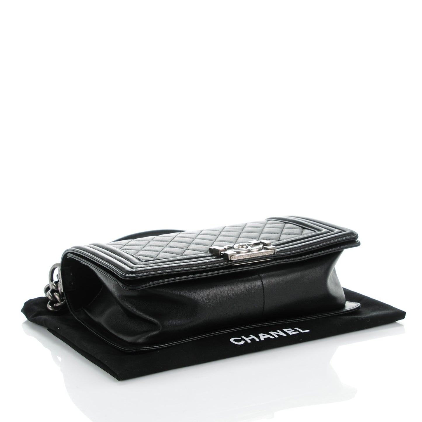 Lambskin Quilted Medium Boy Flap Black