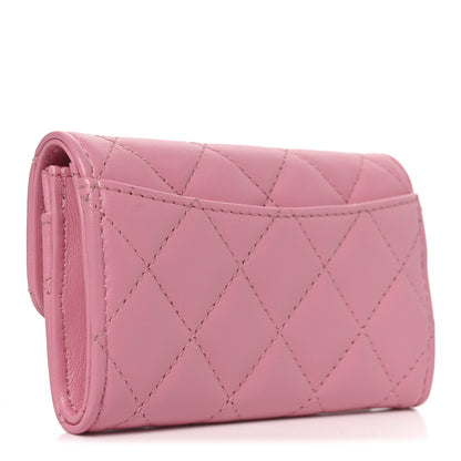 Chanel Lambskin Quilted Flap Card Holder Wallet Pink 3 of 9
