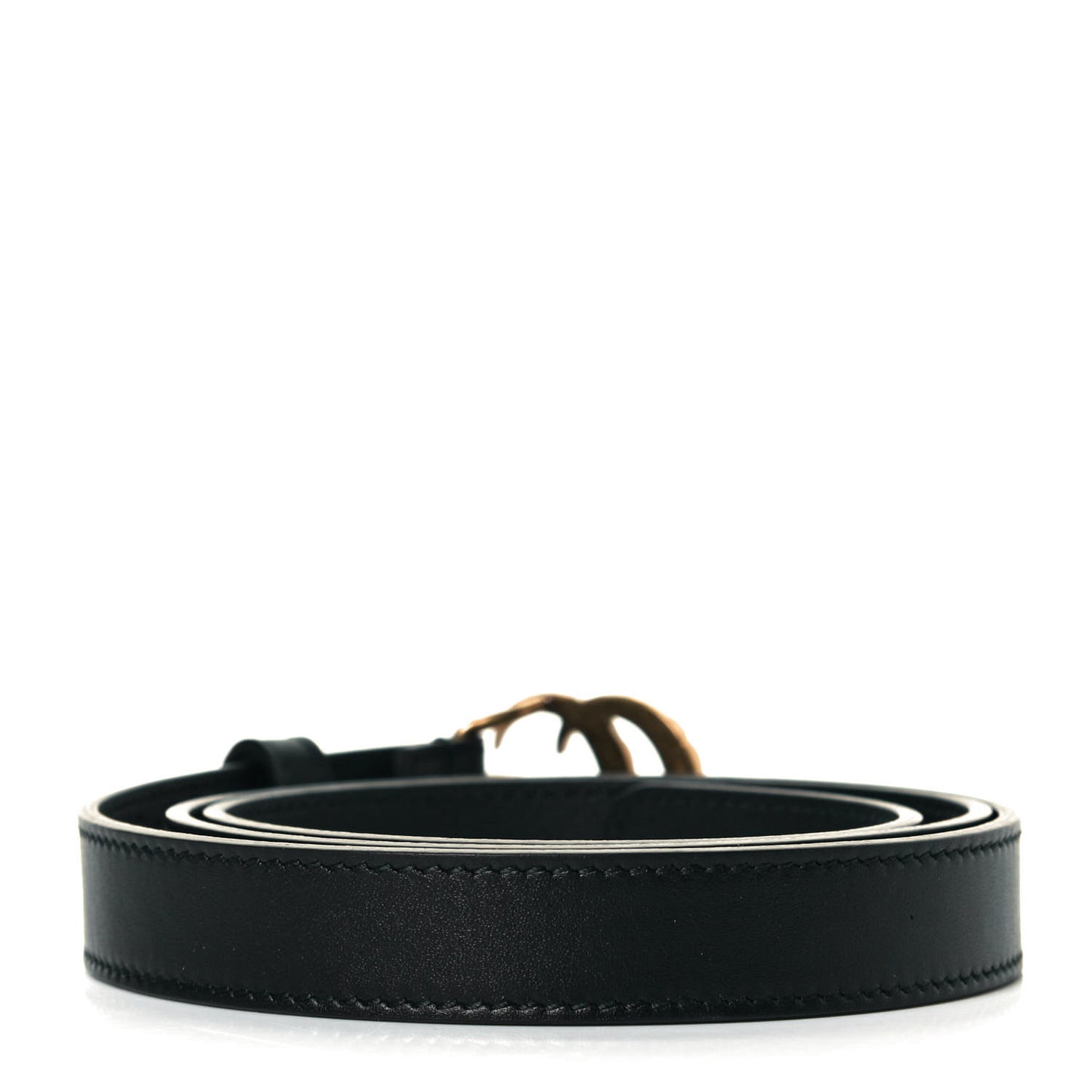 Calfskin Pearl Double G 20mm Belt 85 34 Black Cream