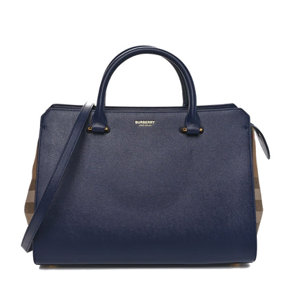 Burberry Calfskin Mega Check Small Banwell Tote Dark Canvas Blue 1 of 9