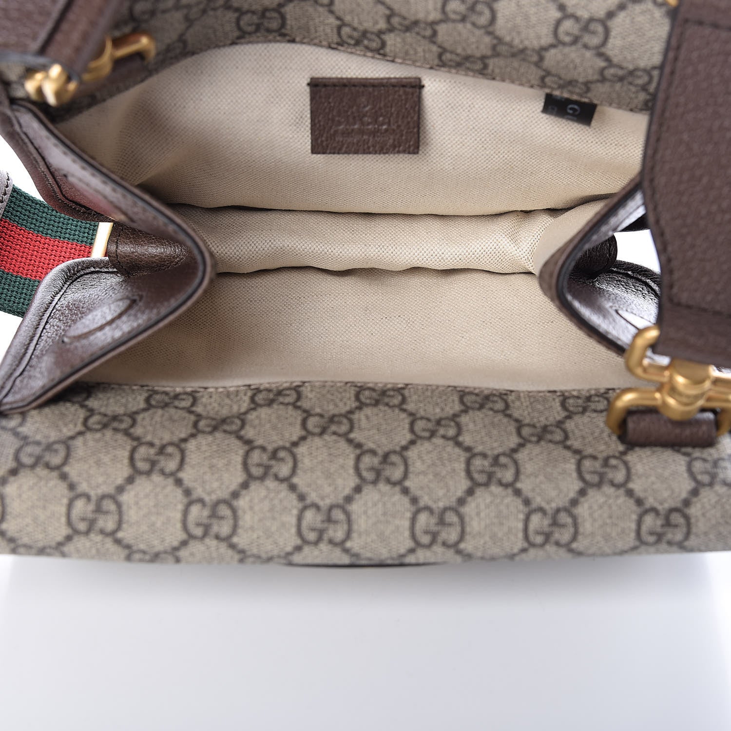 Gucci GG Supreme Monogram Web Small Neo Vintage Double Flap Messenger Bag Beige New Acero 6 of 11