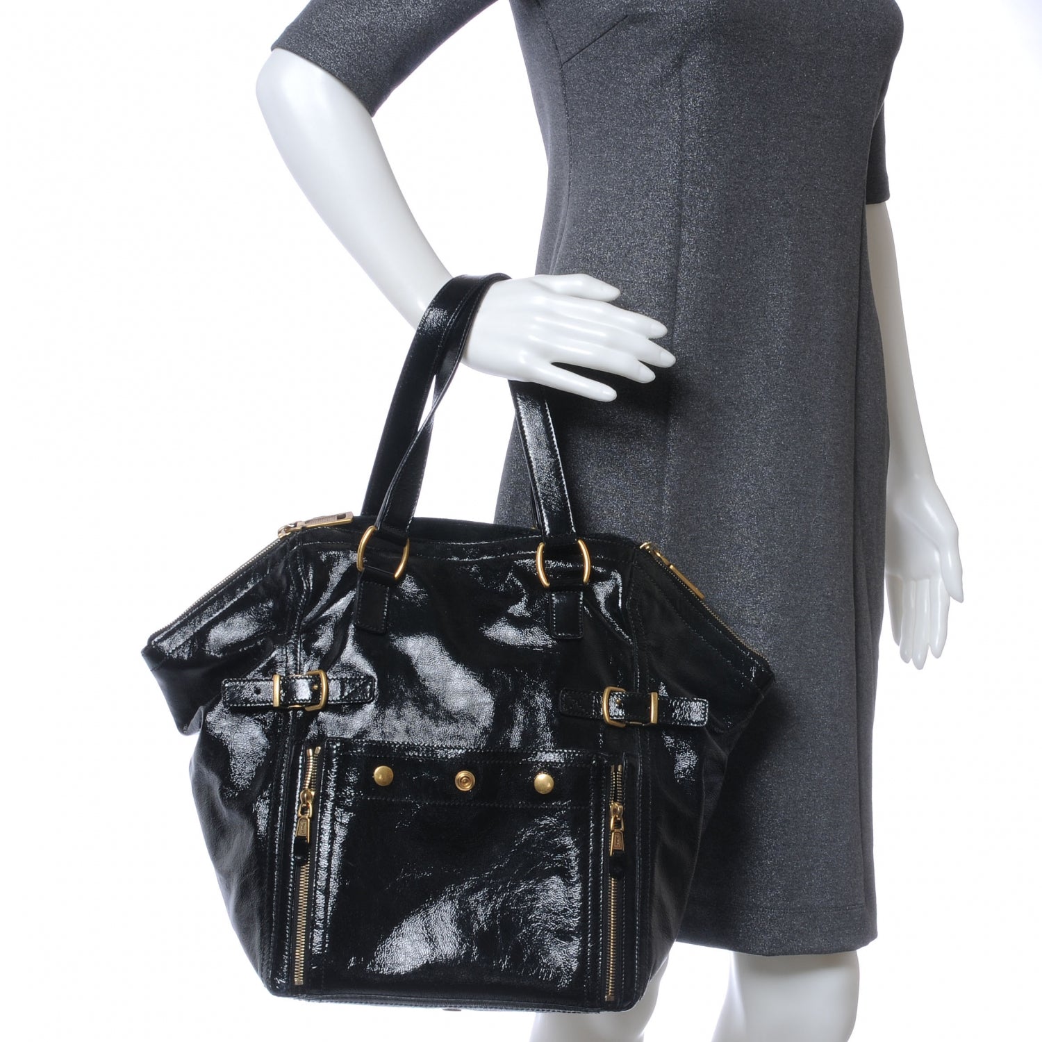 Saint Laurent Patent Medium Downtown Black 2 of 7