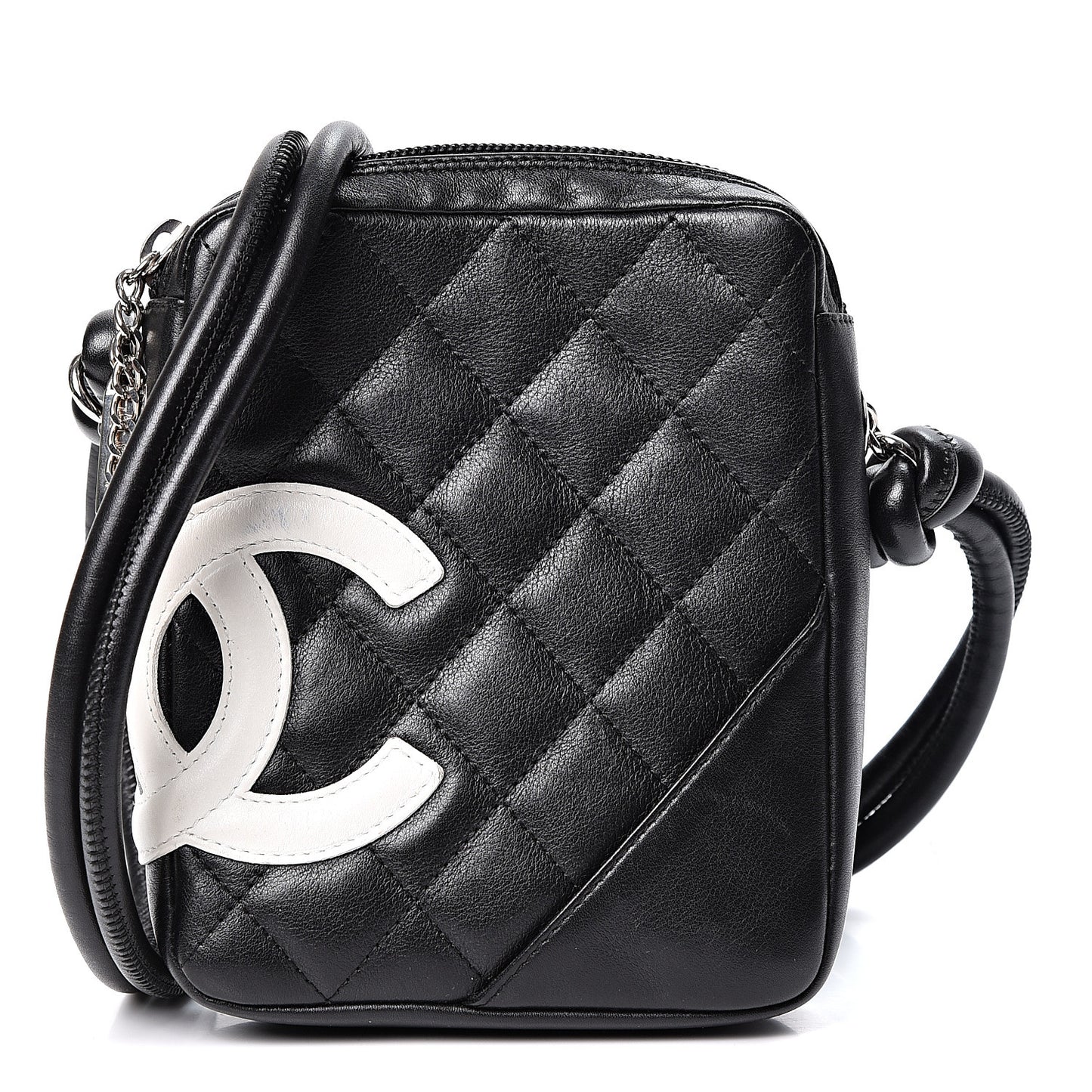 Calfskin Quilted Small Cambon Messenger Black White