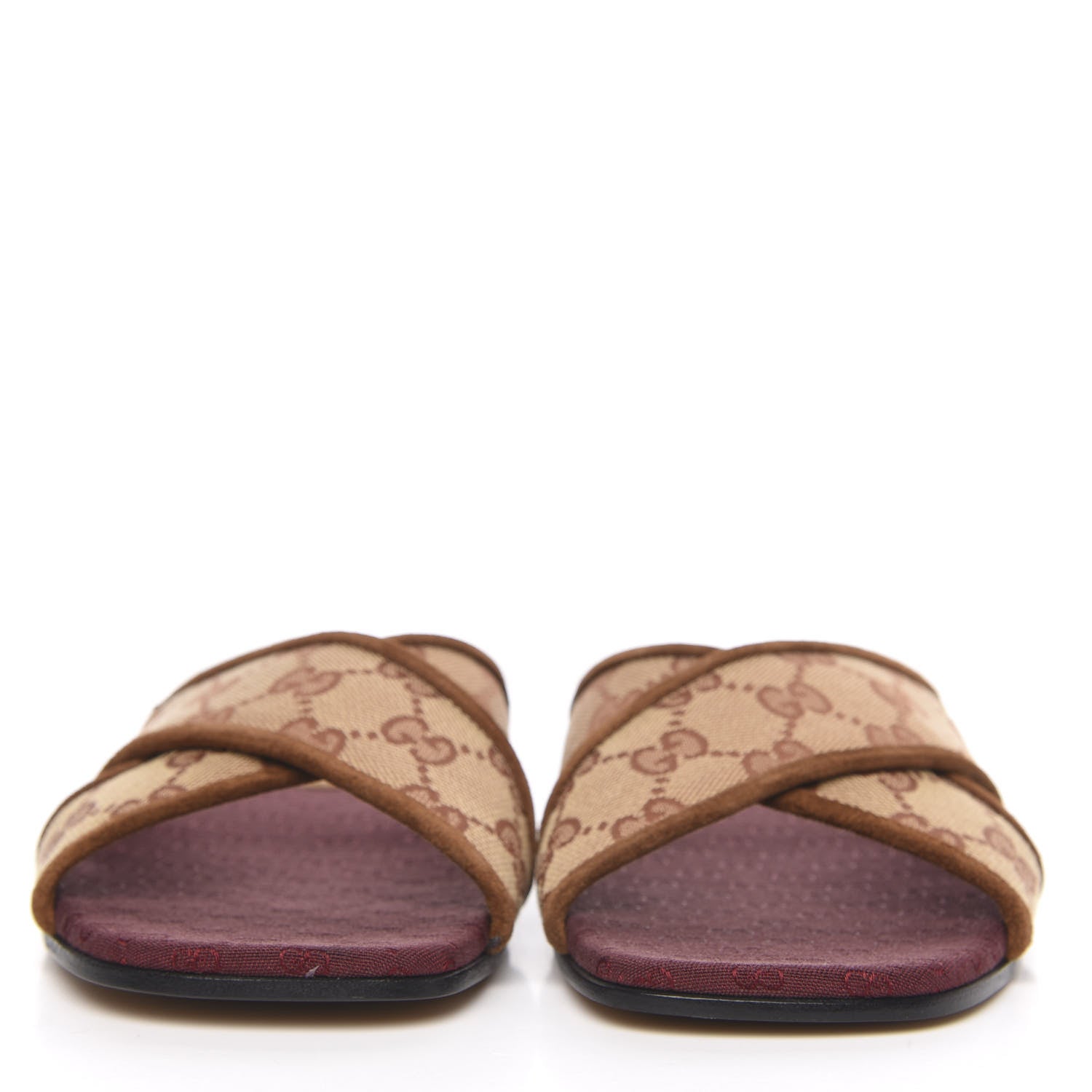 Gucci GG Monogram Suede Womens Criss Cross Slide Sandals 36.5 Beige Ruggine Cuir 2 of 9