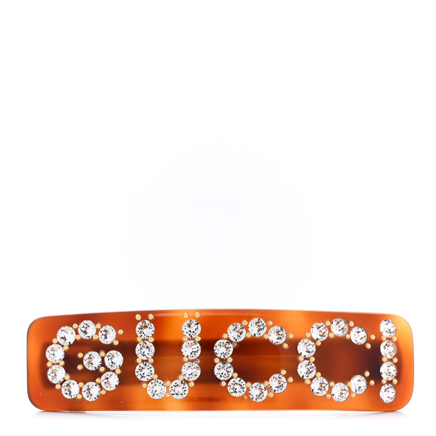 Gucci Resin Crystal Single Hair Barrette Tortoiseshell 1 of 4