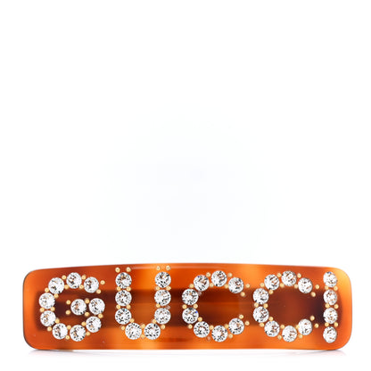 Gucci Resin Crystal Single Hair Barrette Tortoiseshell 1 of 4