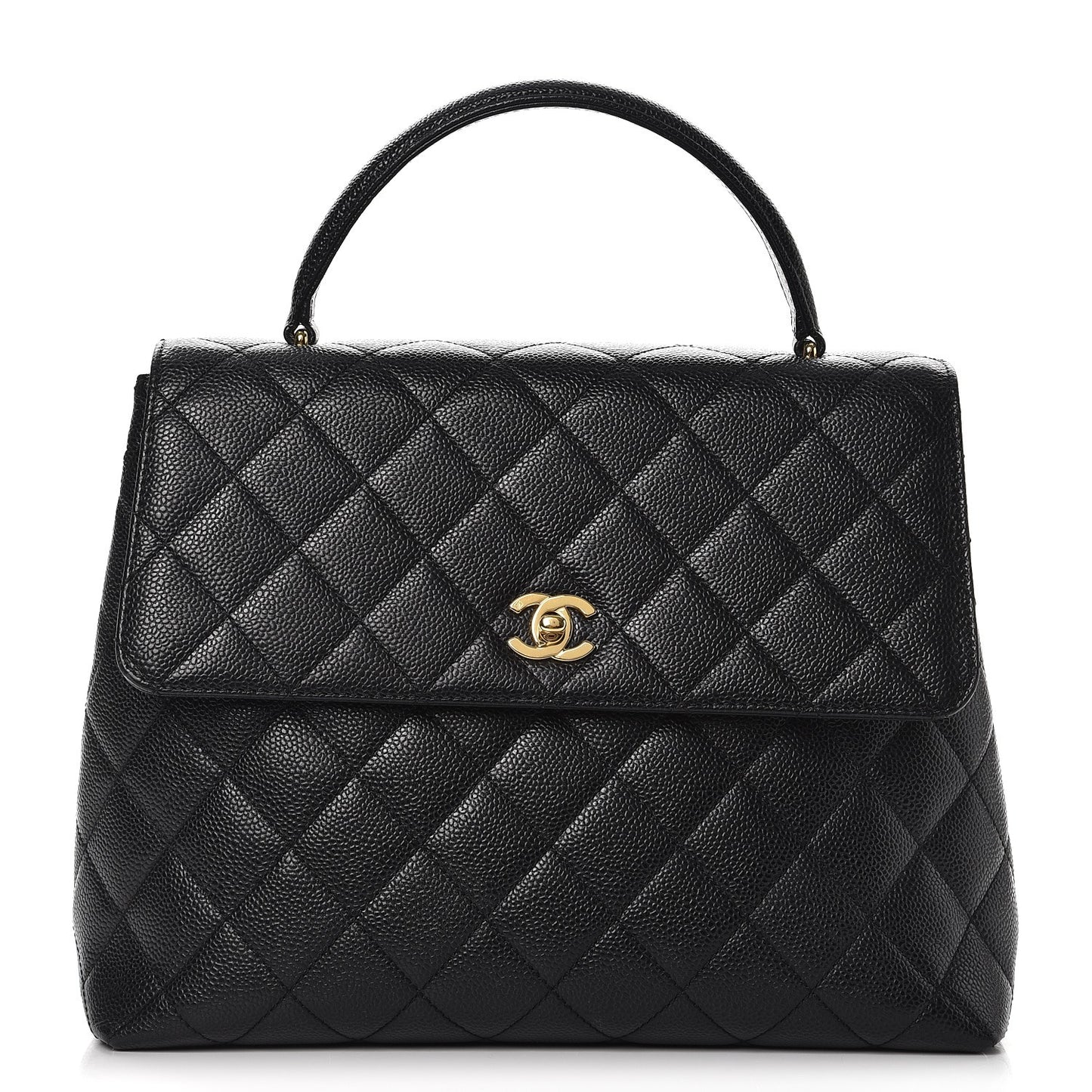 Caviar Quilted Jumbo Kelly Flap Black