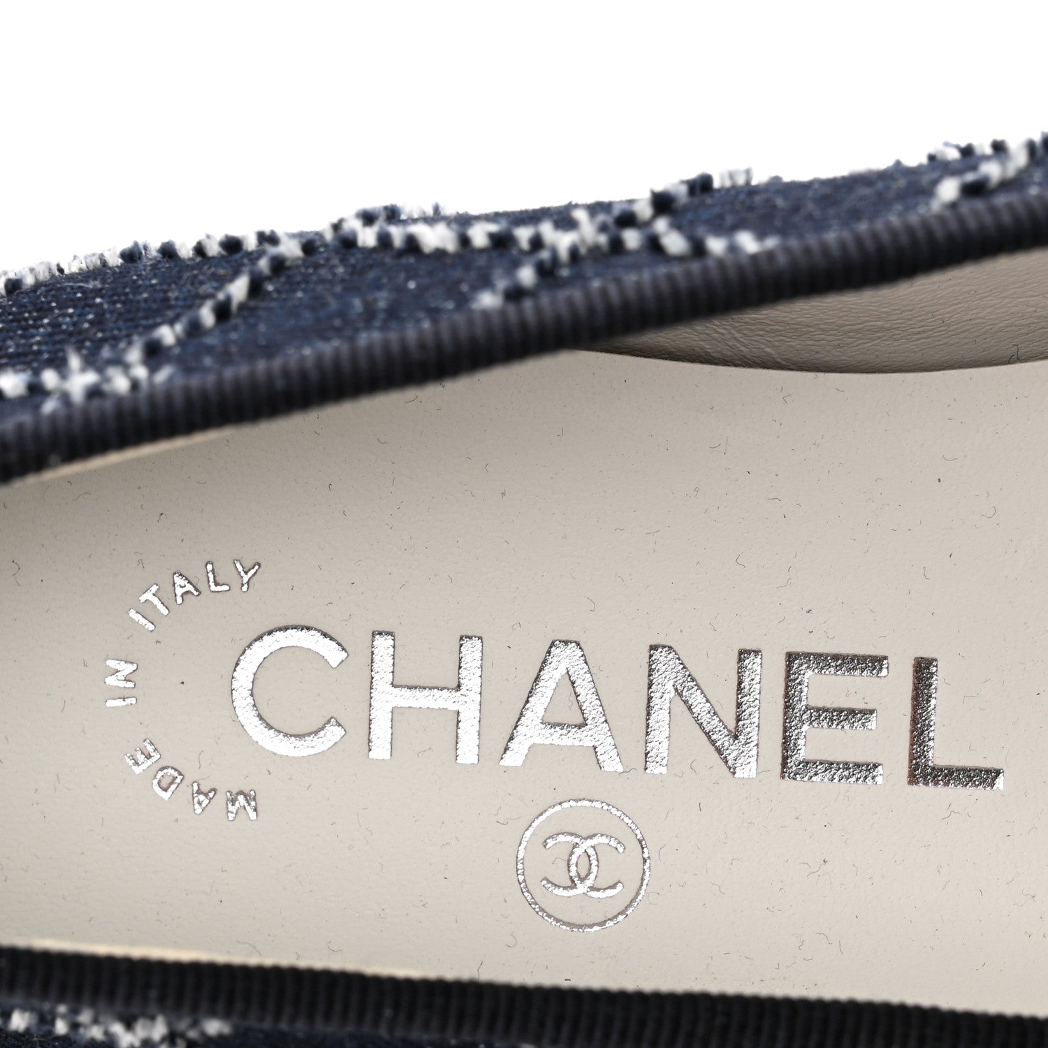 Chanel Denim Quilted Grosgrain Cap Toe Ballerina Flats 37 Dark Blue Black 7 of 9