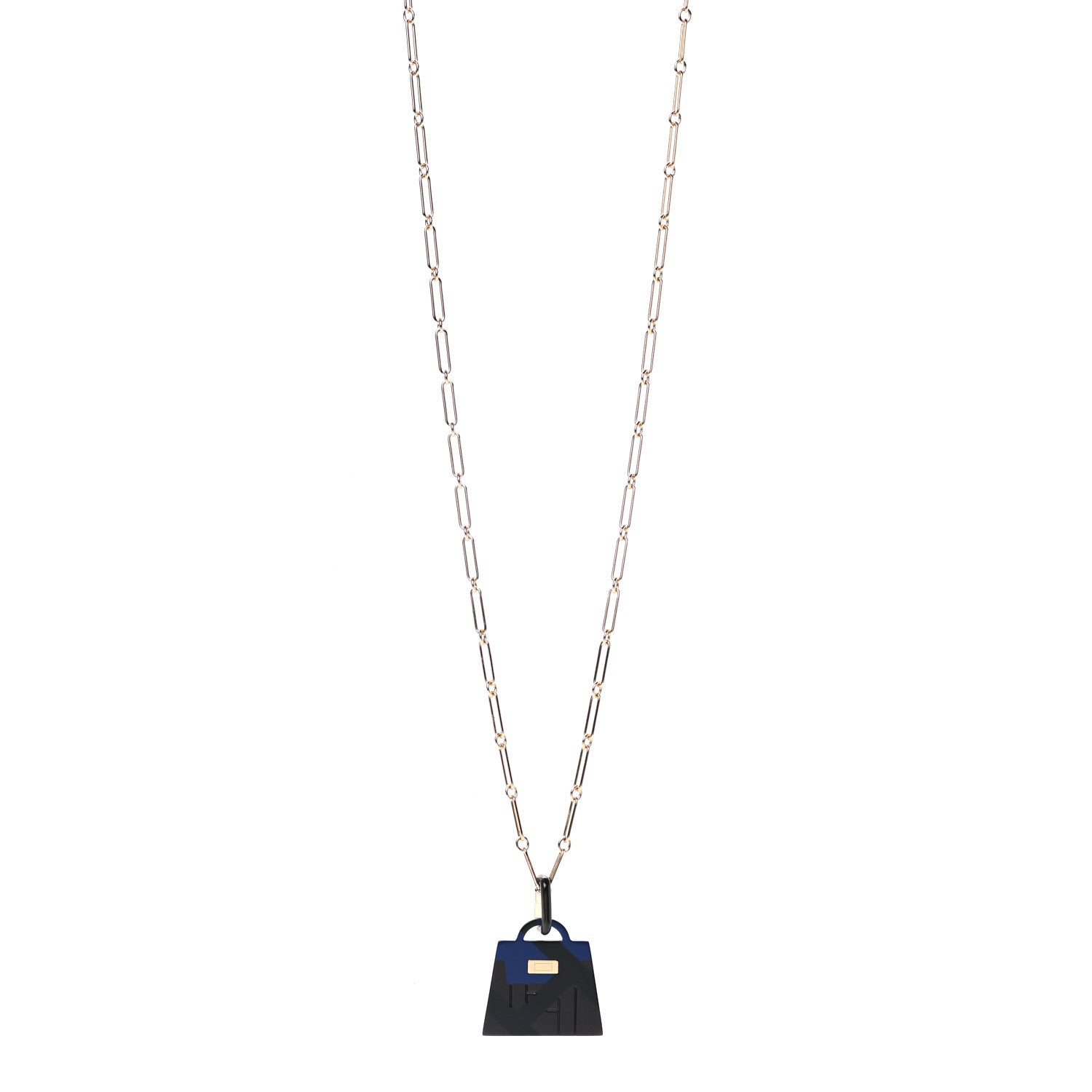 Hermes Permabrass Buffalo Horn Large Amulette Kelly Pendant Necklace 1 of 9