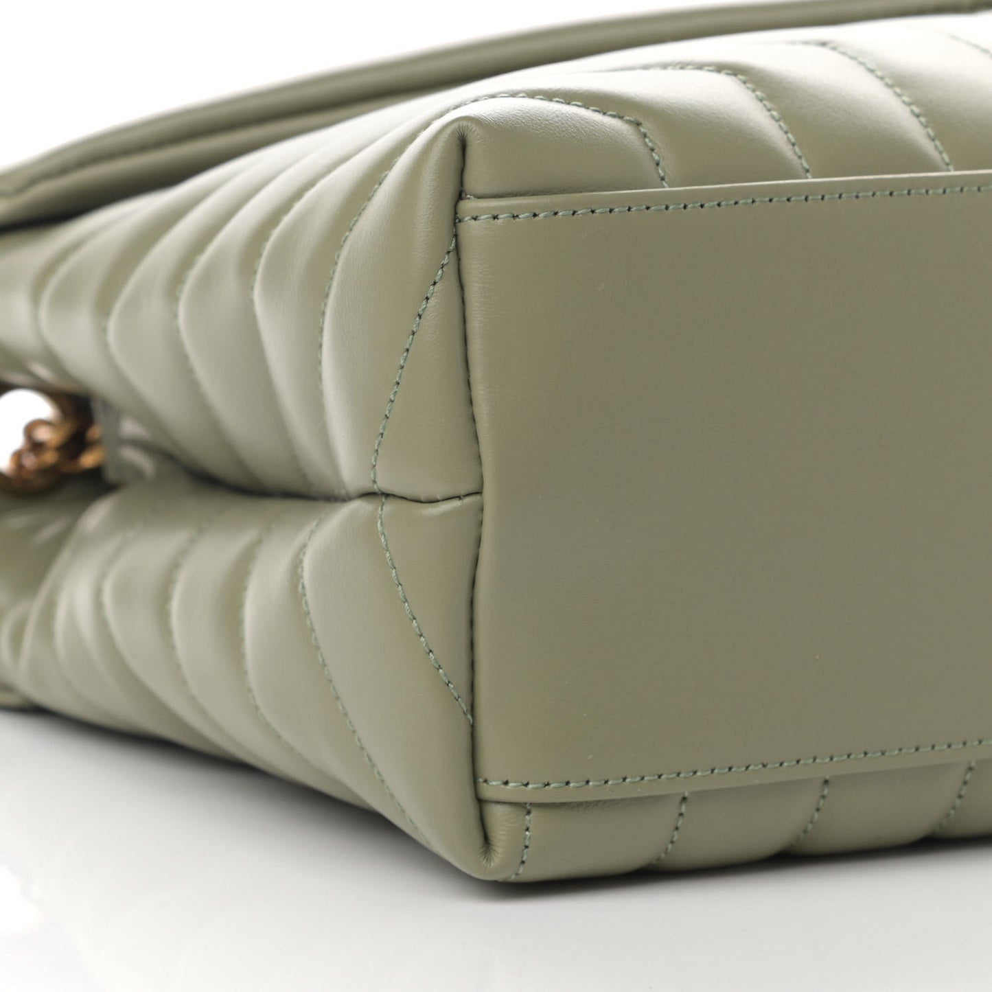 Calfskin Y Quilted Monogram Medium Loulou Chain Satchel Light Sage
