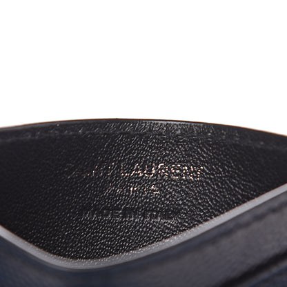 Saint Laurent Grain De Poudre Matelasse Chevron Monogram Credit Card Case Black 5 of 6